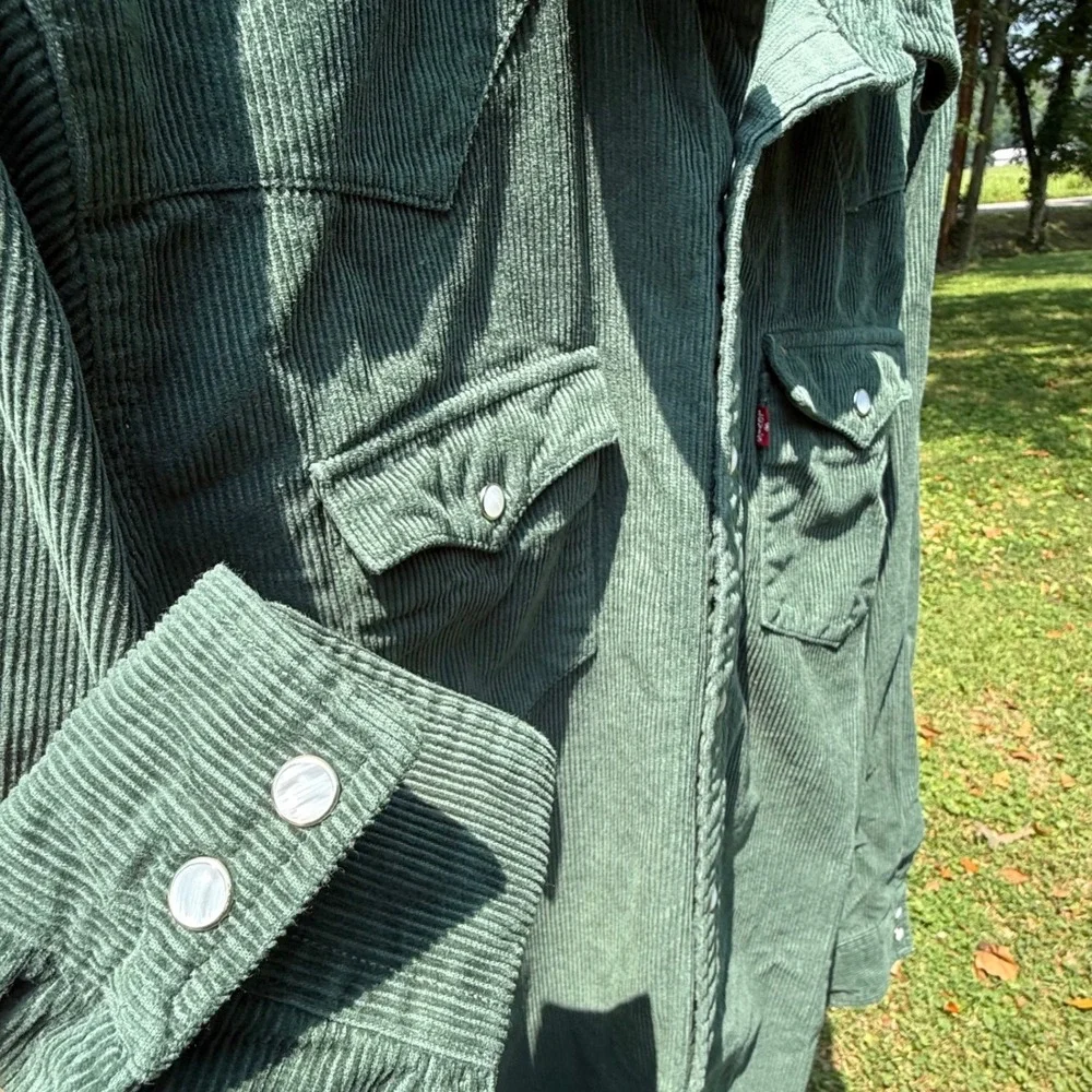 Levi's Dark Green Corduroy Button-Down Shirt